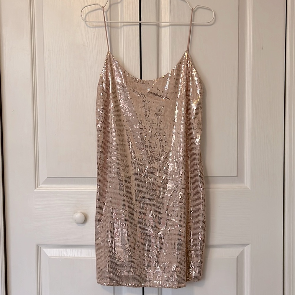 Zara sequin rose gold dress